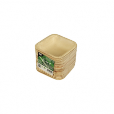 25 Schalen, Palmblatt pure eckig 100 ml 10 cm x 10 cm x 3 cm