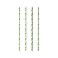 10 x  100 Trinkhalme, Papier Ø 6 mm · 20 cm green Dots
