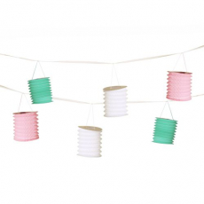 Deko-Girlande 3,6 m weiss/mint/rosa Pastel mit 8 Laternen