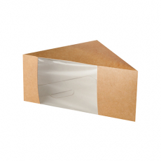 50 Sandwichboxen, Pappe mit Sichtfenster aus PLA 12,3 cm x 12,3 cm x 8,2 cm braun