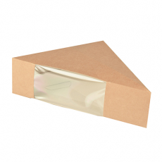 10 x  50 Sandwichboxen, Pappe mit Sichtfenster aus PLA 12,3 cm x 12,3 cm x 5,2 cm braun
