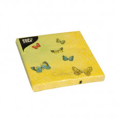 20 Servietten, 3-lagig 1/4-Falz 33 cm x 33 cm Papillons