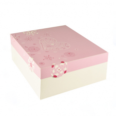 4 x 15 Tortenkartons, mit Deckel, Pappe eckig 30 cm x 30 cm x 13 cm weiss/rosa Lovely Flowers