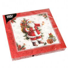 20 Servietten, 3-lagig 1/4-Falz 40 cm x 40 cm HoHoHo
