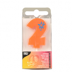 Zahlenkerze, Mini 6,8 cm orange 2