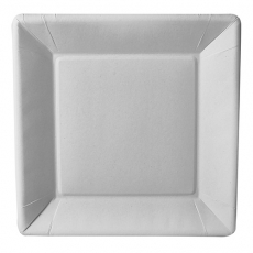 50 Teller, Pappe pure eckig 22,5 cm x 22,5 cm x 1,8 cm weiss