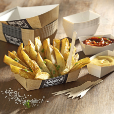50 Pommes-Frites-Trays pure 3,8 cm x 8,5 cm x 15,5 cm Good Food extra groß