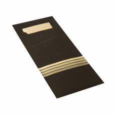 520 Bestecktaschen 20 cm x 8,5 cm schwarz/creme Stripes inkl. farbiger Serviette 33 x 33 cm 2-lag.