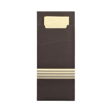 520 Bestecktaschen 20 cm x 8,5 cm schwarz/creme Stripes inkl. farbiger Serviette 33 x 33 cm 2-lag.