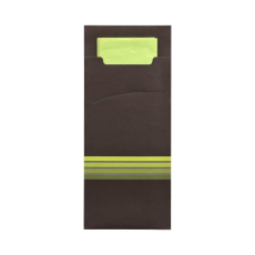 520 Bestecktaschen 20 cm x 8,5 cm schwarz/limone Stripes inkl. farbiger Serviette 33 x 33 cm 2-lag.