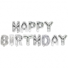 Folienluftballon-Set silber Happy Birthday