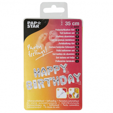 Folienluftballon-Set silber Happy Birthday