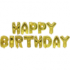 Folienluftballon-Set gold Happy Birthday
