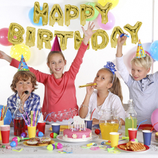 Folienluftballon-Set gold Happy Birthday