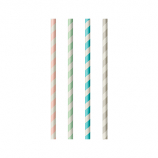 10 x  100 Trinkhalme, Papier Ø 6 mm · 20 cm farbig sortiert Stripes