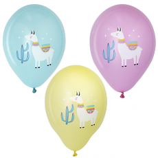 6 Luftballons Ø 29 cm farbig sortiert Lama