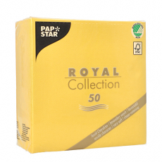 50 Servietten ROYAL Collection 1/4-Falz 33 cm x 33 cm gelb