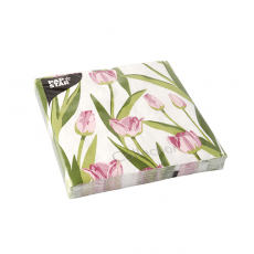 20 Servietten, 3-lagig 1/4-Falz 33 cm x 33 cm Tulpan