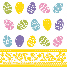6 x  100 Servietten, 3-lagig 1/4-Falz 33 cm x 33 cm Coloured Eggs