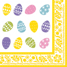 50 Servietten, 3-lagig 1/4-Falz 40 cm x 40 cm Coloured Eggs