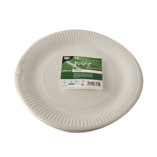 12 Teller, Pappe pure rund Ø 26 cm weiss