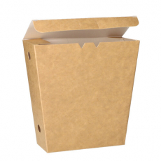 50 Pommes-Frites-Schütte, Pappe pure 4,3 cm x 14,5 cm x 11 cm braun mit Klappdeckel