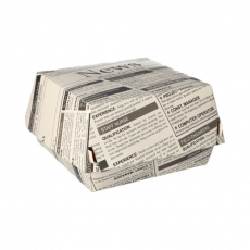 50 Burgerboxen, Pappe 7,8 cm x 11 cm x 11,5 cm Newsprint groß