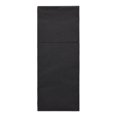 100 Bestecktaschen, Airlaid 40 cm x 48 cm schwarz Premium mit Besteckfalz