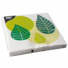 20 Servietten, 3-lagig 1/4-Falz 40 cm x 40 cm grün Graphic Leaves