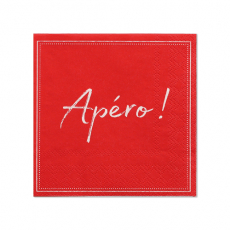 20 Servietten, 3-lagig 1/4-Falz 25 cm x 25 cm rot Apero