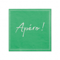 20 Servietten, 3-lagig 1/4-Falz 25 cm x 25 cm grün Apero