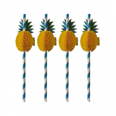 50 Trinkhalme, Papier Ø 6 mm · 20 cm blau/weiss Pineapple