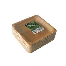 50 Fingerfood - Teller, Holz pure eckig 14 cm x 14 cm