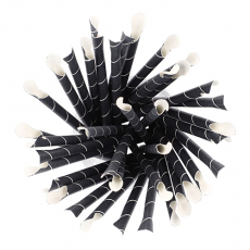 100 Trinkhalme mit Löffel, Papier Ø 8 mm · 20 cm schwarz/weiss Stripes