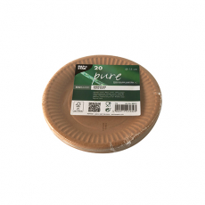 20 Teller, Pappe pure rund Ø 15 cm braun