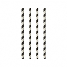 25 Trinkhalme, Papier Ø 6 mm · 20 cm schwarz/weiss Stripes