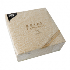 50 Servietten ROYAL Collection 1/4-Falz 40 cm x 40 cm sand Leaves