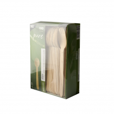 100 Göffel, Holz pure 16 cm