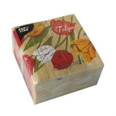 100 Servietten, 3-lagig 1/4-Falz 33 cm x 33 cm Blooming Tulips