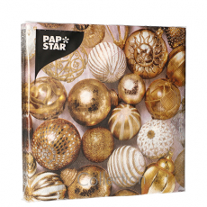 20 Servietten, 3-lagig 1/4-Falz 33 cm x 33 cm Golden X-Mas