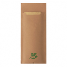520 Bestecktaschen 20 cm x 8,5 cm braun 100% Fair inkl. naturfarbener Recycling-Serviette 33 x 33 cm 2-lag.