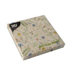 20 Servietten, 3-lagig 1/4-Falz 33 cm x 33 cm natur Sommaräng aus recyceltem Papier