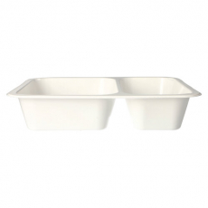 50 Mikrowellenschalen, PP 2-geteilt 1205 ml 4,9 cm x 22,7 cm x 17,8 cm weiss