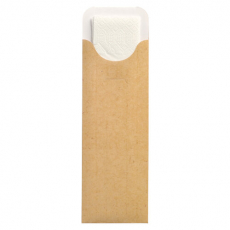 500 Bestecktaschen 23,5 cm x 7,3 cm natur inkl. weißer Serviette 40 x 40 cm 2-lag.