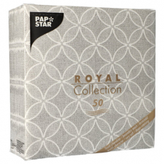 50 Servietten ROYAL Collection 1/4-Falz 40 cm x 40 cm grau Circle Flowers