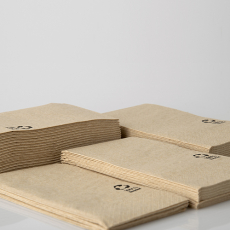 100 Servietten, 3-lagig 1/8-Falz 33 cm x 33 cm natur aus recyceltem Papier