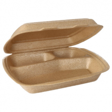 50 Menüboxen mit Klappdeckel, XPP 3-geteilt 7 cm x 20,5 cm x 24 cm beige