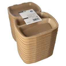 50 Menüboxen mit Klappdeckel, XPP 3-geteilt 7 cm x 20,5 cm x 24 cm beige