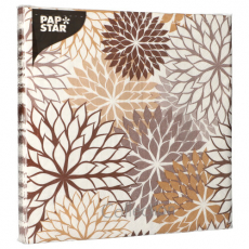 20 Servietten, 3-lagig 1/4-Falz 40 cm x 40 cm taupe Floralies