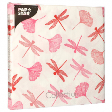 20 Servietten, 3-lagig 1/4-Falz 40 cm x 40 cm rose Ginko